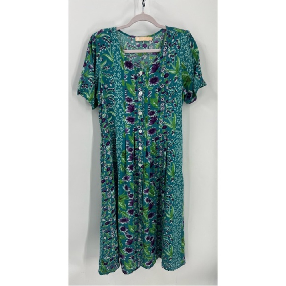 La Cera vintage granny cottage core floral print, lightweight button front dress